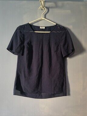 Akris Punto Blue Alternating Sheer Stripe Top 4